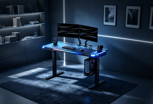 Blacklyte gaming desk with built-in RGB lighting