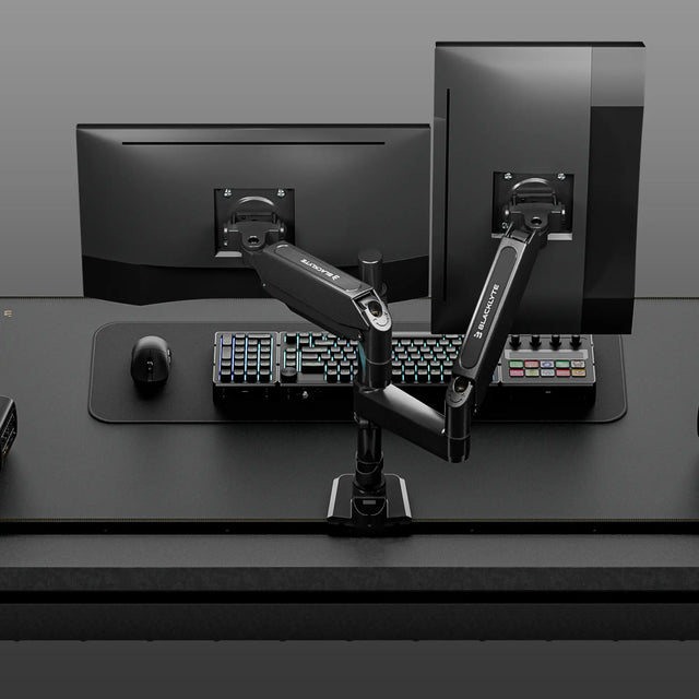 Blacklyte Atlas black dual monitor arm