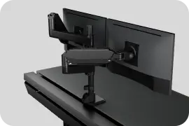 Dual screen monitor arm for standing desk