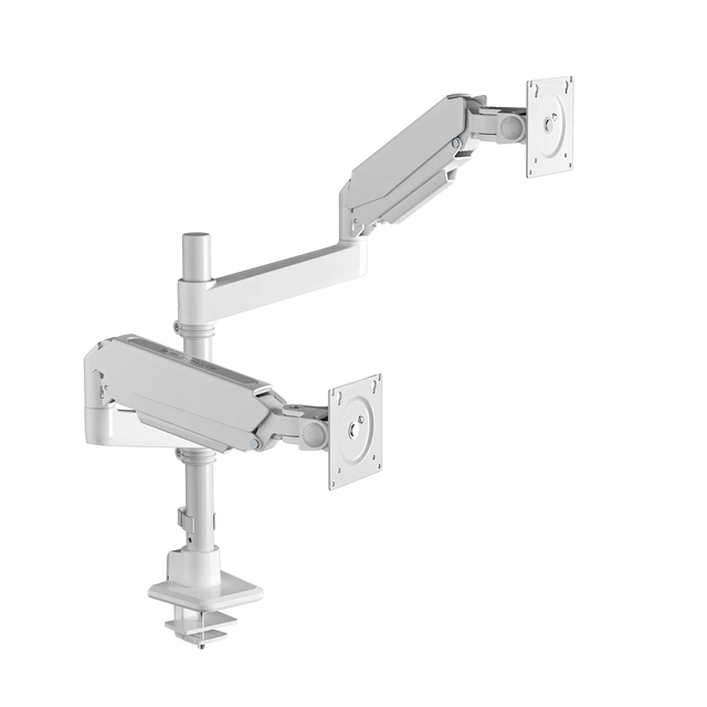 Blacklyte Atlas white dual monitor arm