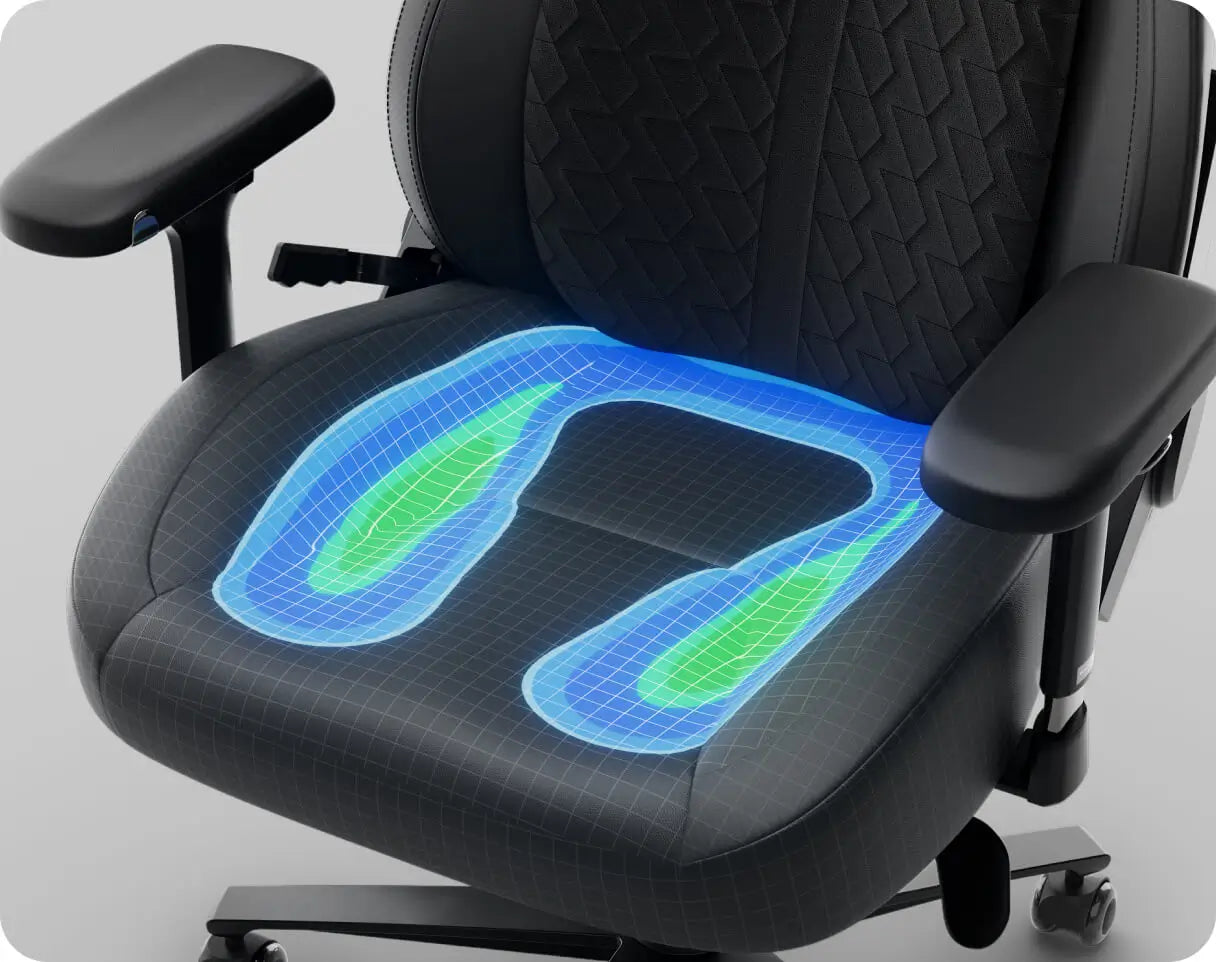Relief pressure on Kraken Pro gaming chair seat cushion 