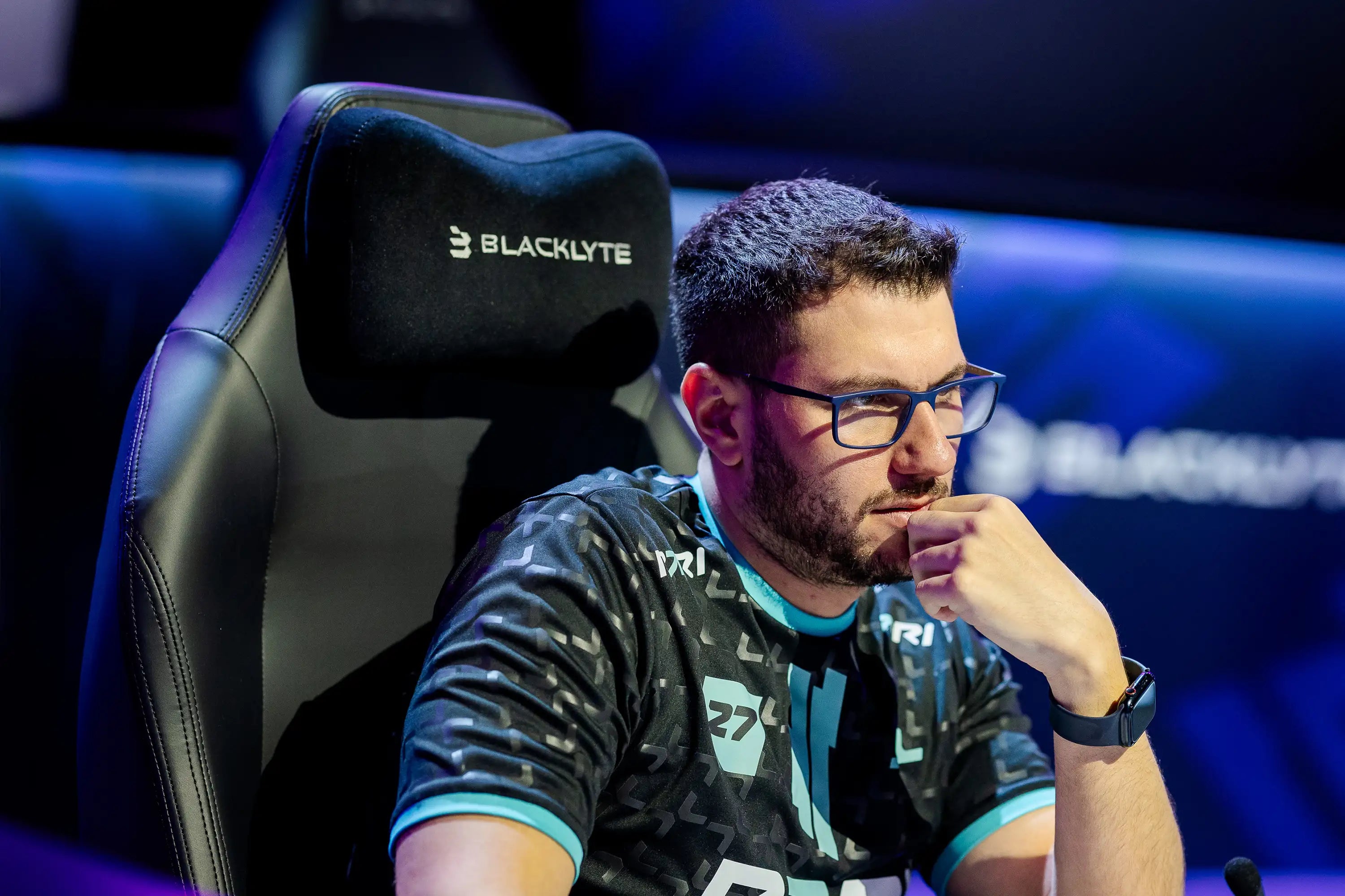 Professional Gamer Leaning Back in a Blacklyte Ergo Gaming Chair