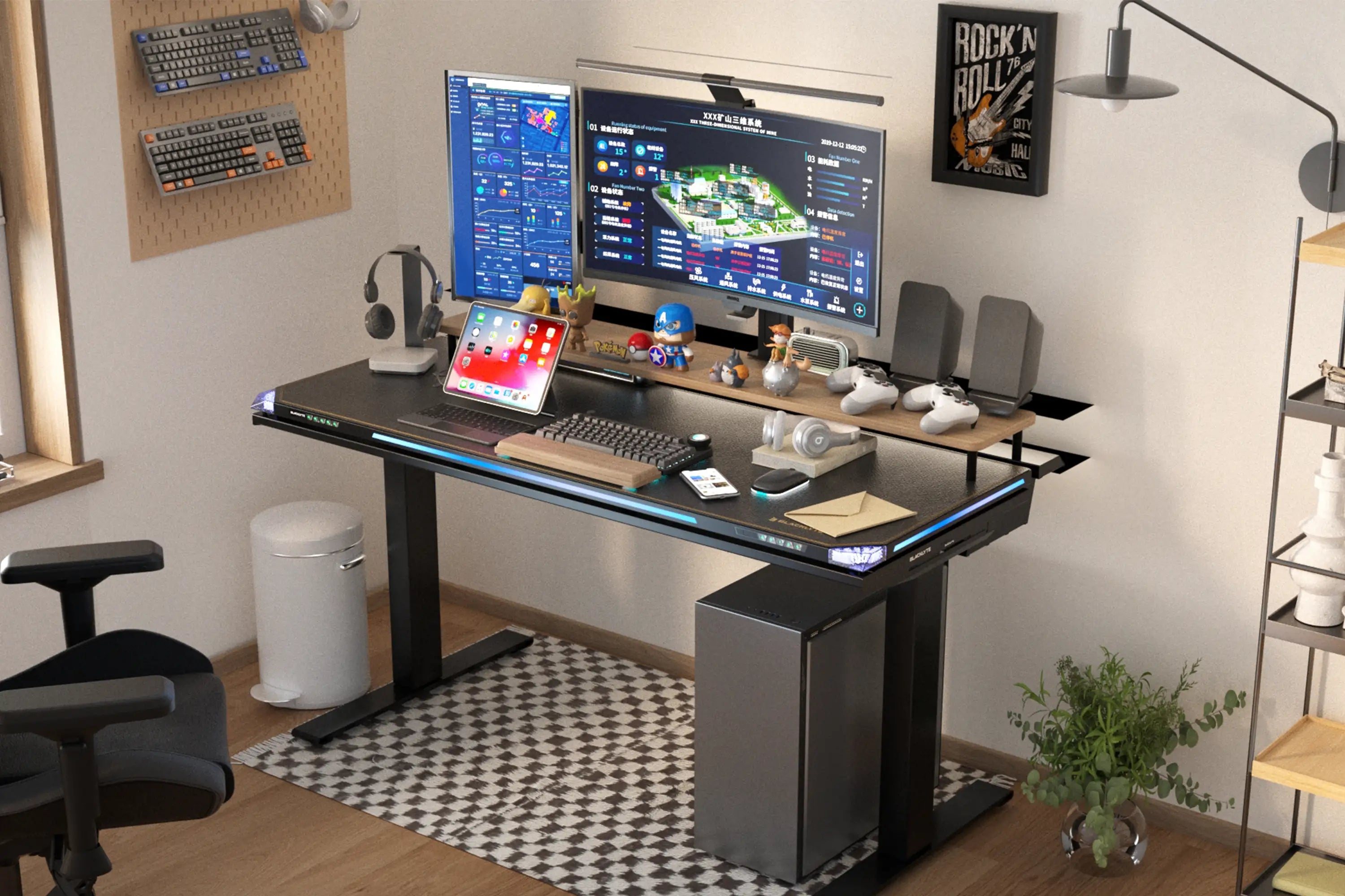 Mastercard Desk Blacklyte Atlas Gaming Desk | Best Gaming Desk with RGB Lights and ...