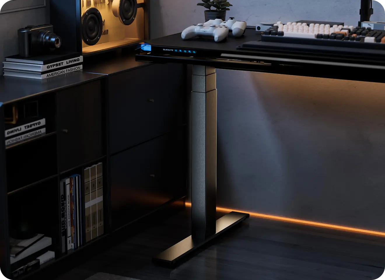 Atlas gaming desk with patented leg design