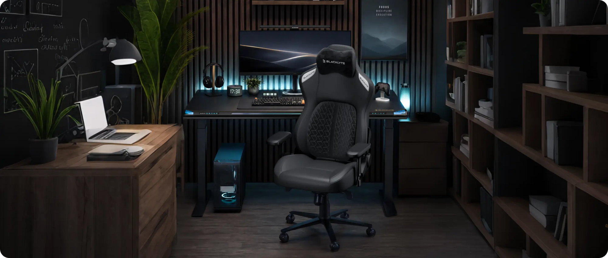Kraken Pro gaming chair in a gaming desk setup