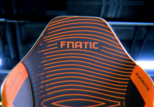 Fnatic Athena Pro gaming chair with embroidered logo and black orange esports design