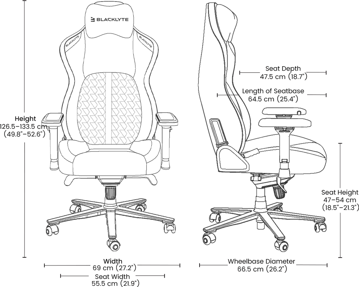Blacklyte Kraken Pro gaming chair specifications